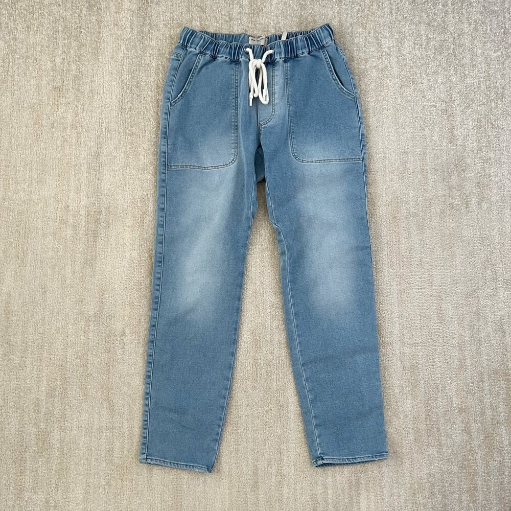 Revolve One Teaspoon Shabbies Blue Drawstring Boyfriend Crop Jeans S